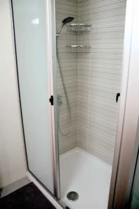 This shower enclosure combines contemporary design with the luxury of simplicity.