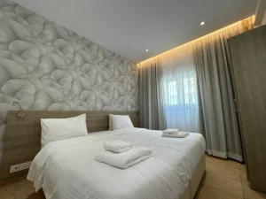 Comfortable double bedroom in our Charming Central Holiday Apartment in Ayia Napa, Cyprus.